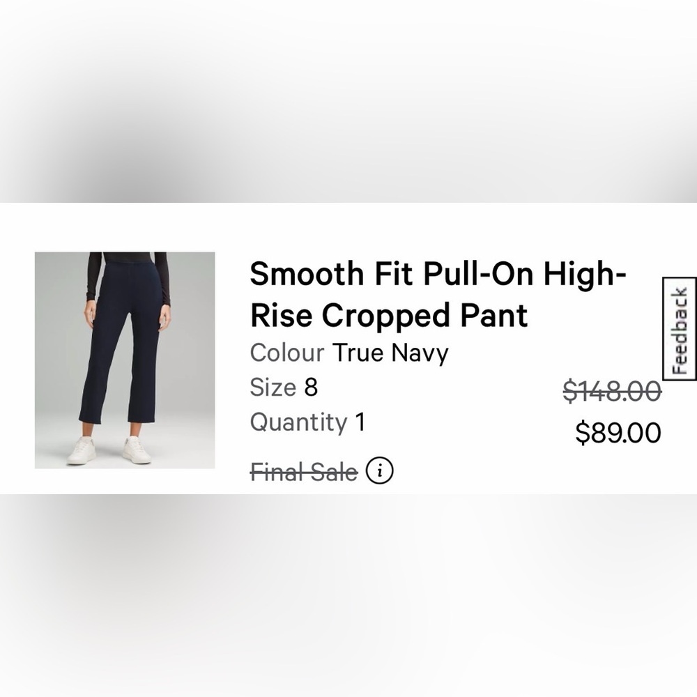 lululemon athletica Smooth Pull On Pants Cropped 
Navy - Picture 7 of 8